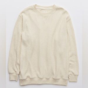 Aerie Sweat Waffle Crew Neck Sweatshirt. Super comfortable, cozy and oversized